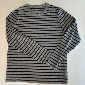 J Crew Casual comfortable layering gray & navy blue striped  long sleeve top XL